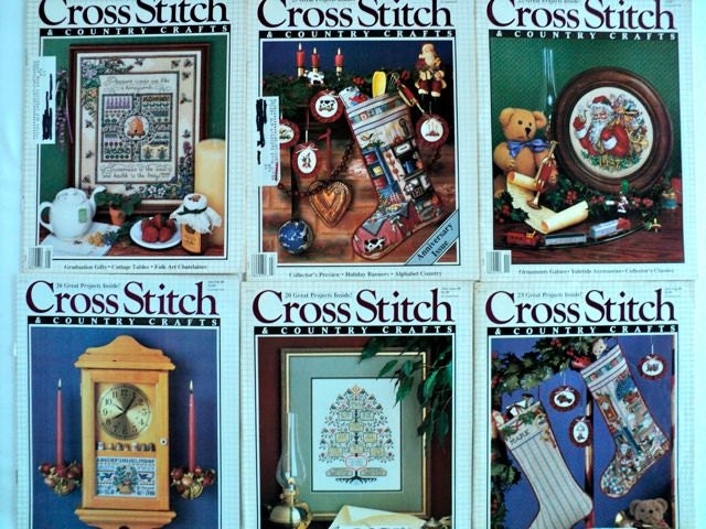 Vintage - Cross Stitch & Country Crafts Magazines - Set of 6