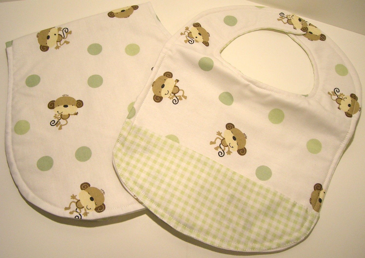 Baby Boy Monkey Business Bib 'n' Burp Cloth Set