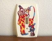 Vintage 1970s Clown and Dog Children's Light Switch Plate