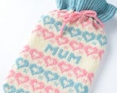 Personalized Hearts and Kisses  Fairisle Knitted Bottle Cover/Cozy