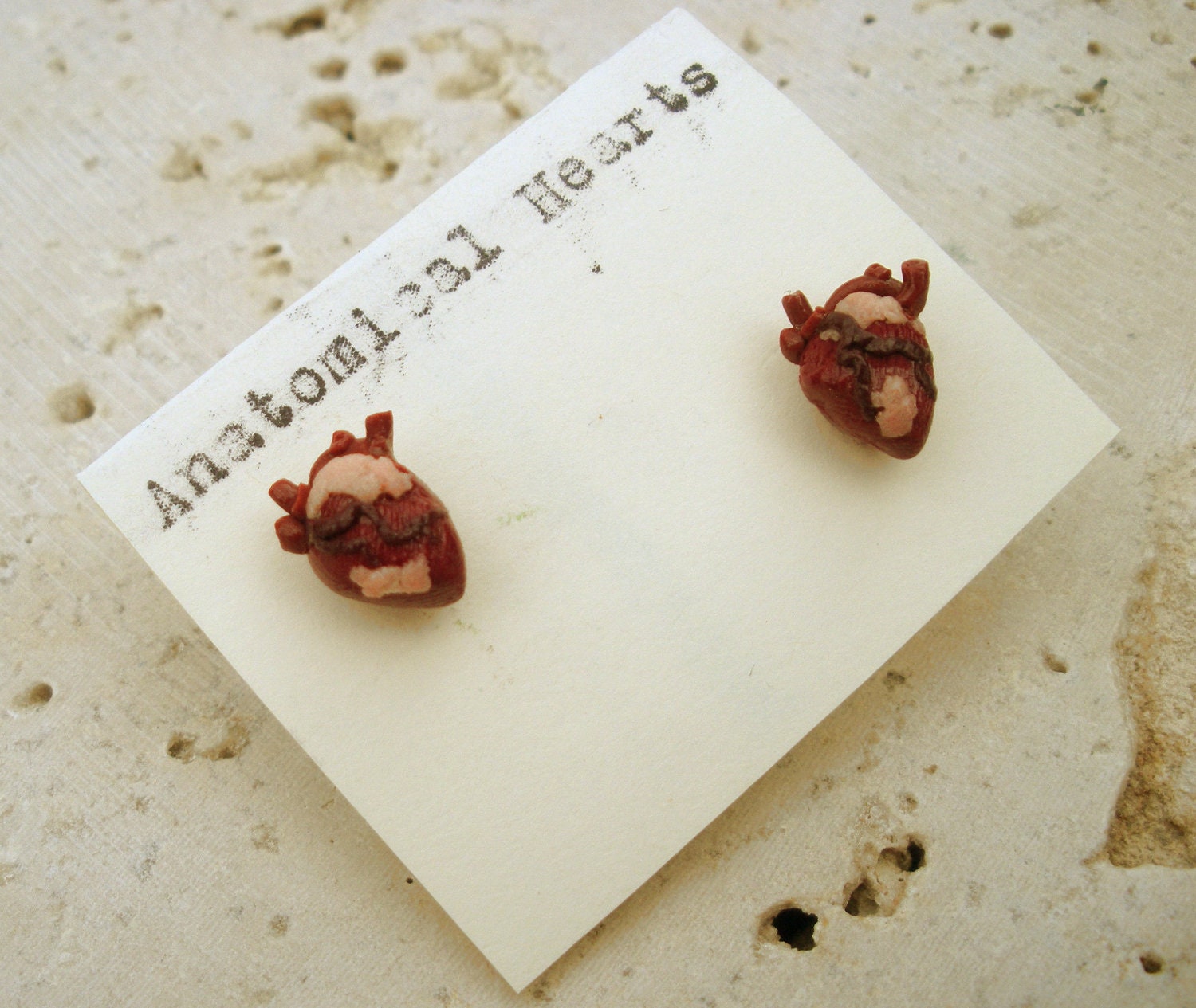 Miniature ANATOMICAL HEART post/stud EARRINGS