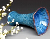 Flared Flower Vase Pottery Ocean Blue F