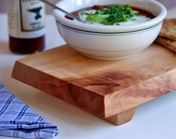 Ploughman's Lunch Sandwich Plate Footed Serving Tray Rustic Maple Cheese Board