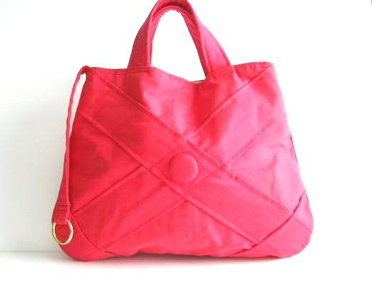 RED HANDBAG  /  red handbags/  tote bag / fashion handbag / medium size bag / diaper bag / deep red / pink bag