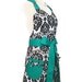 Retro Apron - Black and White Damask Apron with Teal Ties - Full Hostess Reversible Sweetheart Apron for women