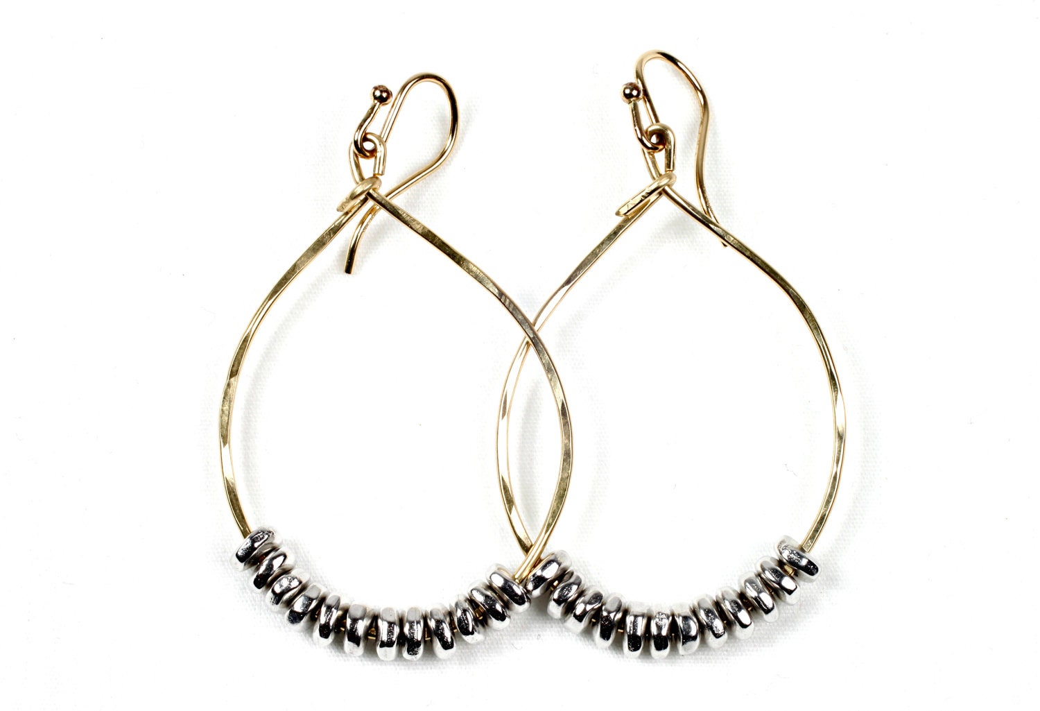 Gold and Silver Tear Drop Earrings