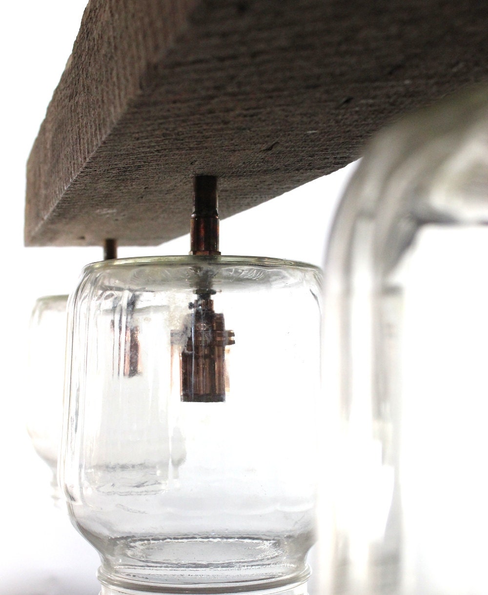 Barn Beam and Gallon Glass Chicken Drinker Hanging Light