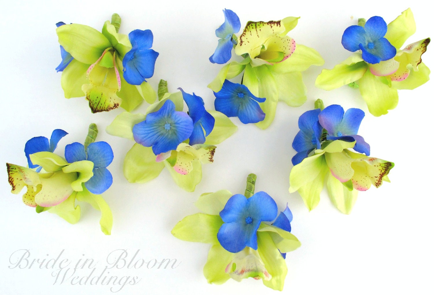 Orchid Boutonniere lime green royal blue Wedding boutonnieres mens wedding prom accessories
