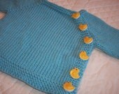 Blue Sky Baby Sweater Hand Knit in Superwash Merino Wool 0-3 Month
