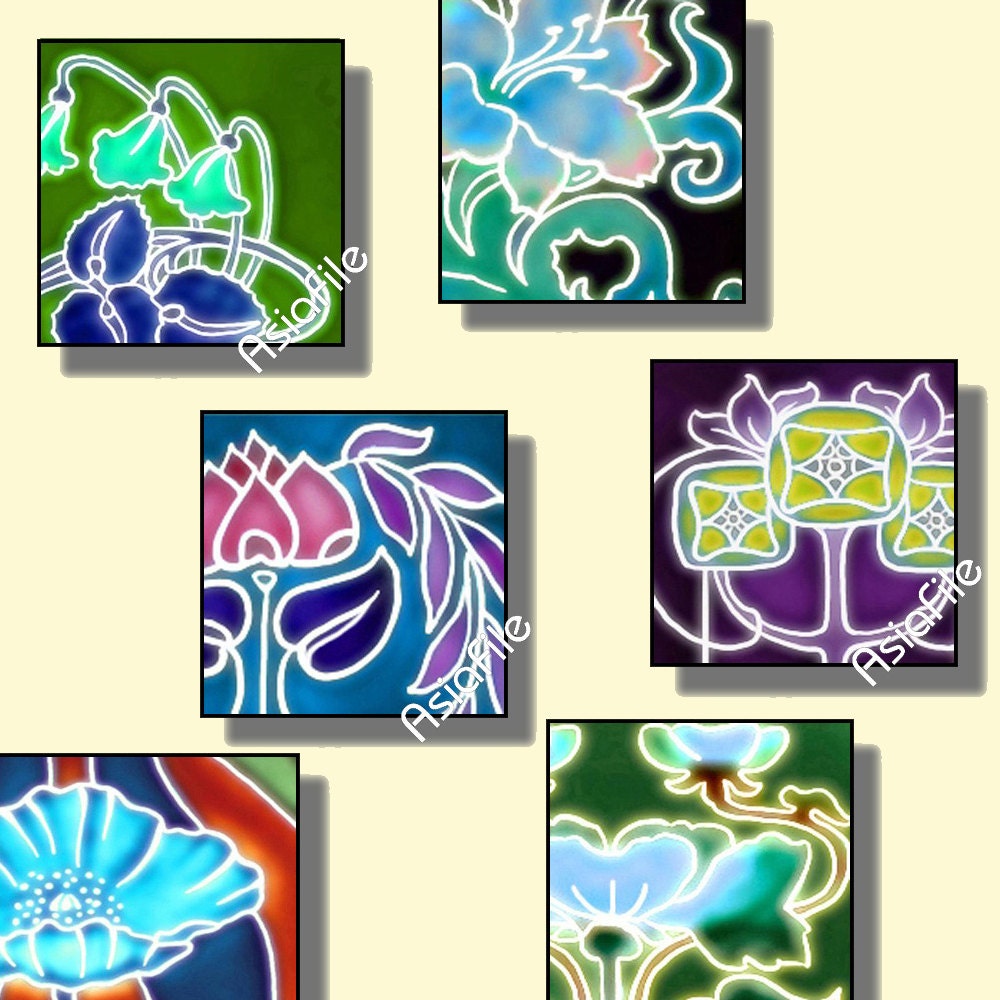 1 Inch Squares Digital Art, Scrapbook Elements, Pendants, Embellishments Altered Vintage Antique Nouveau Designs CS 197