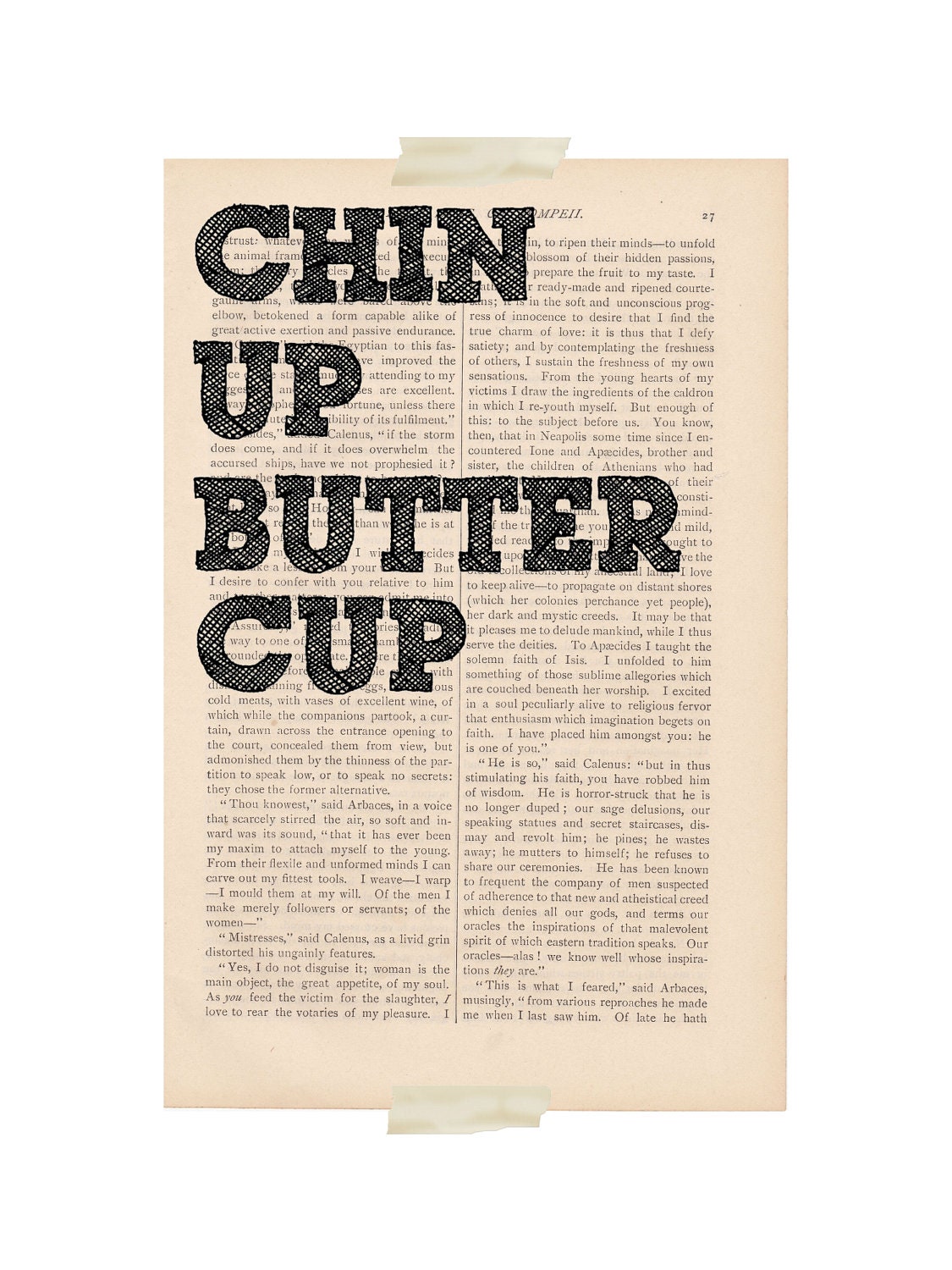 black friday sale motivational print dictionary art - CHIN UP BUTTERCUP - inspirational quote