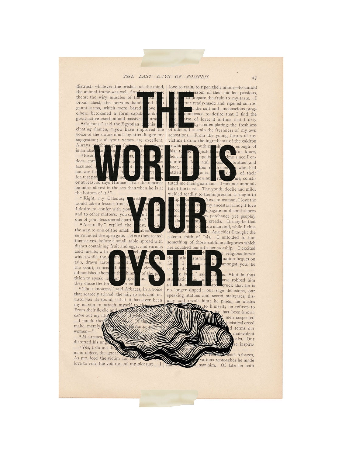 inspirational quote dictionary art - The World Is Your Oyster - book page motivational print