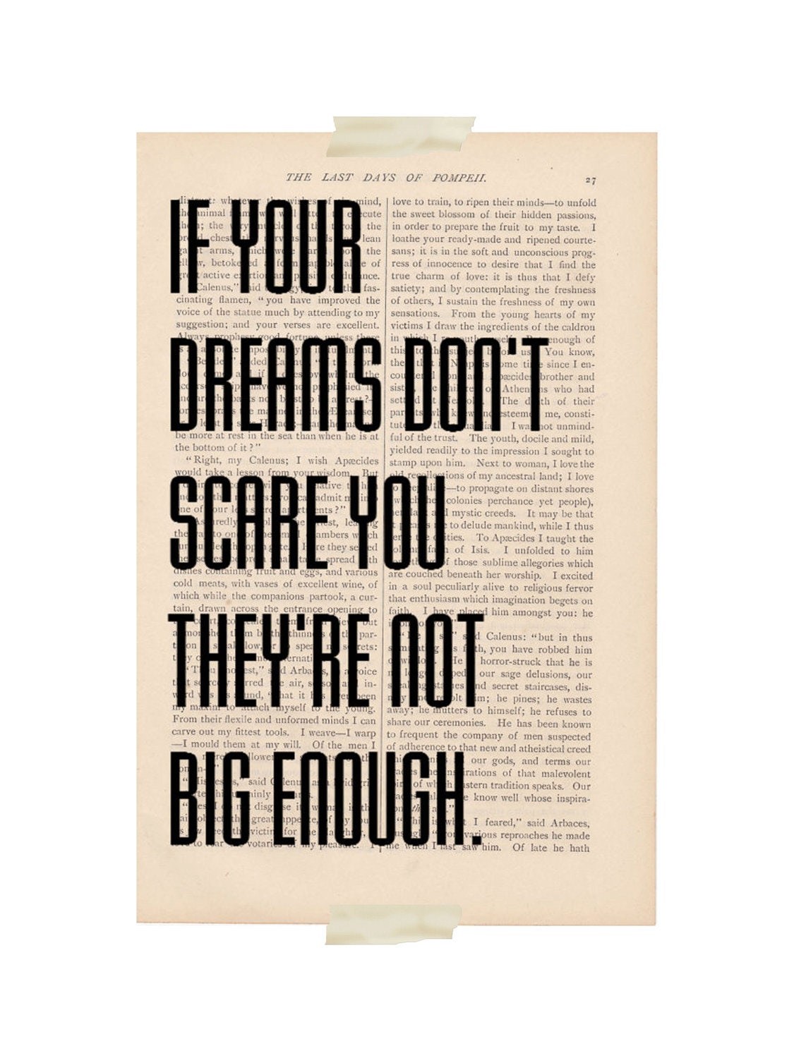 motivational print dictionary art If Your Dreams Don't Scare You They're Not Big Enough inspirational quote