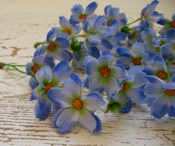 Silk Flowers 24 Baby Cosmos in Periwinkle Blue by BlissfulSilks