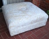 Upholstered Coffee Table Ottoman Pouf Hollywood Regency White Sheepskin