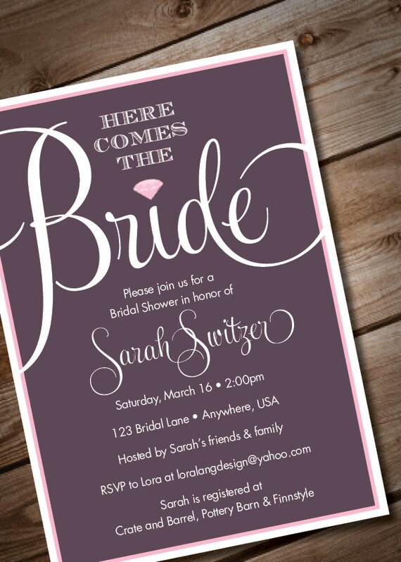 DIY Printable Bridal Shower Invitation - Here Comes the Bride Il_570xn