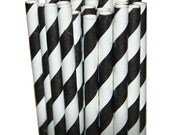 Stripe Black Party Paper Straws - Cake Pop Sticks - Pixie Sticks - Qty 25 Il_170x135