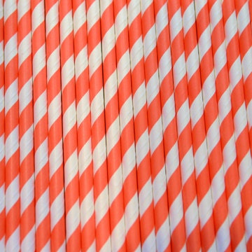 Stripe Coral Party Paper Straws - Cake Pop Sticks - Pixie Sticks - Qty 25 Il_170x135