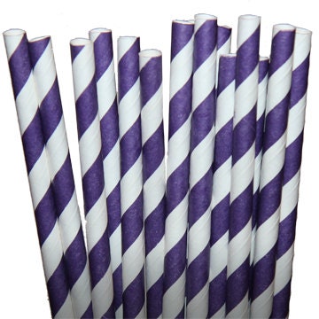 Stripe Purple Party Paper Straws - Cake Pop Sticks - Pixie Sticks - Qty 25 Il_570xn