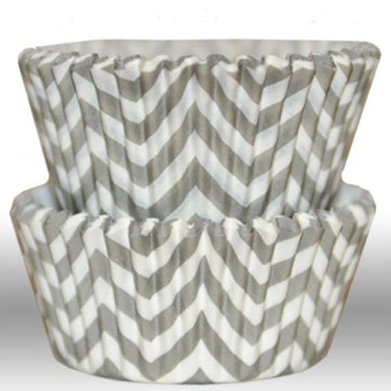 Chevron Gray GREASEPROOF Zigzag Baking Cups Cupcake Liners - Quantity 50 Il_570xn
