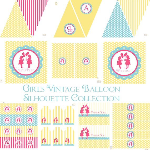 Vintage Silhouette Party Decorations for Birthday or Baby Shower 