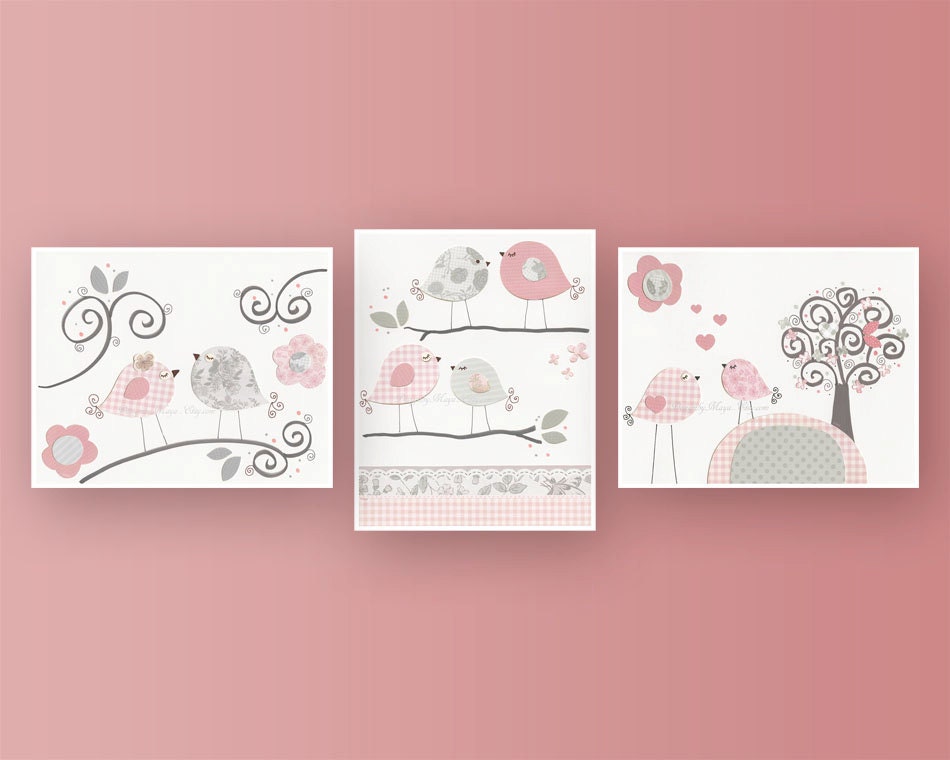 Baby Girl Nursery Decor, Girl Nursery Art, Nursery Wall Art, Baby Girl Room Decor, Girl Nursery Wall Art, Light Pink Gray, Set of 3 8x10