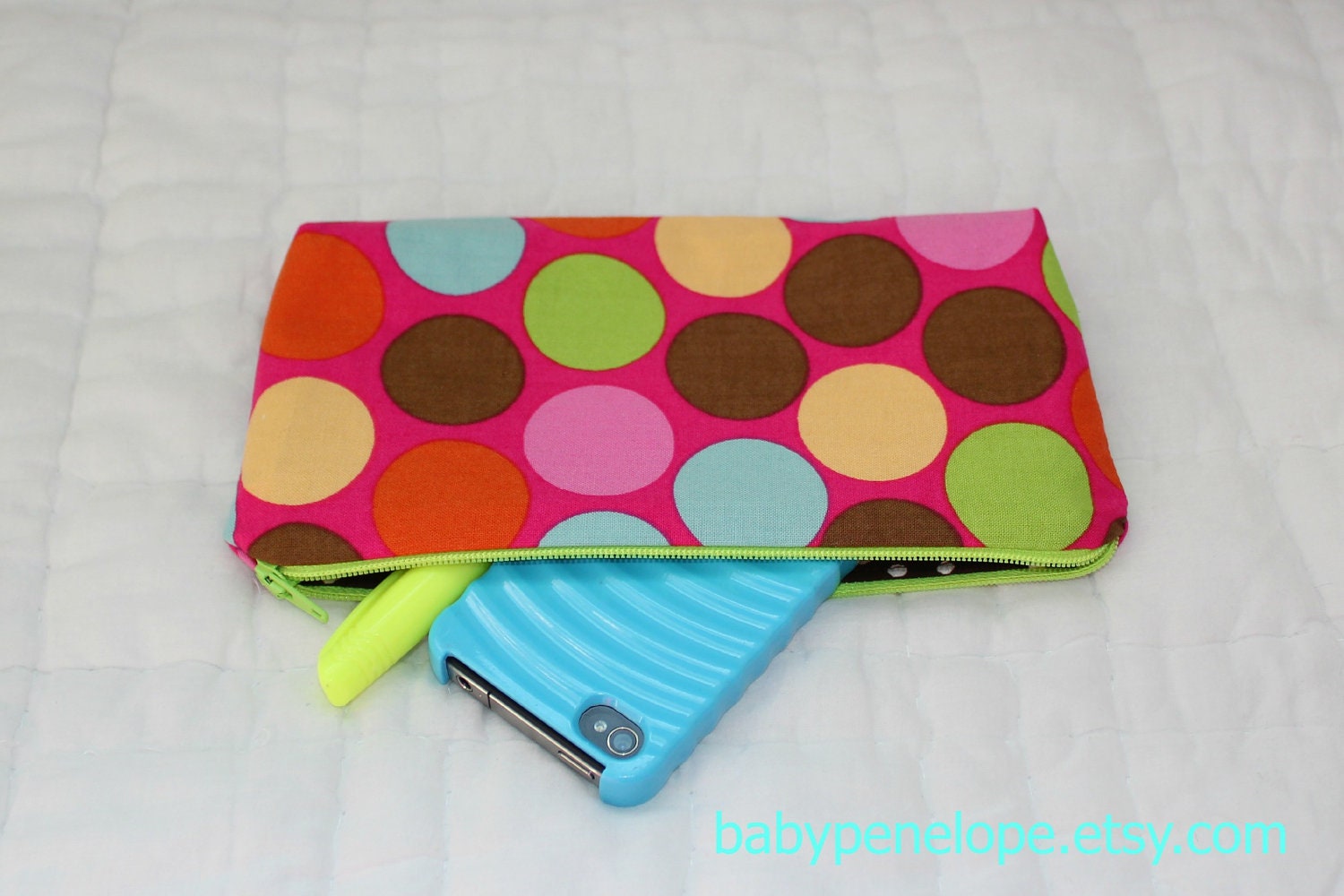 Pencil Case/Cosmetic Bag/ Gadget Case - Enchanted Forest Dot