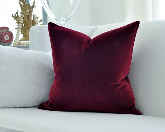 20"sq. Belgian Velvet pillow cover in Wild Berry