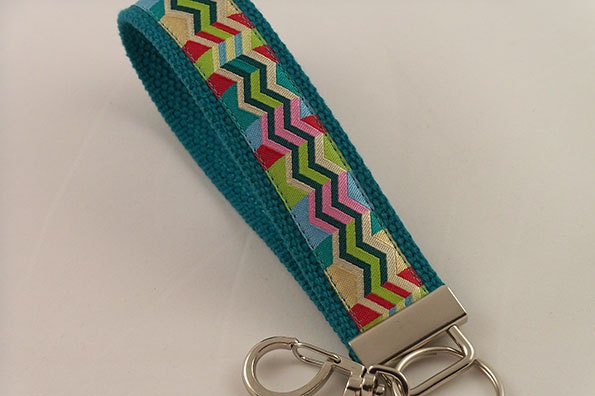 Key Fob made with Cotton Webbing and Designer Ribbon