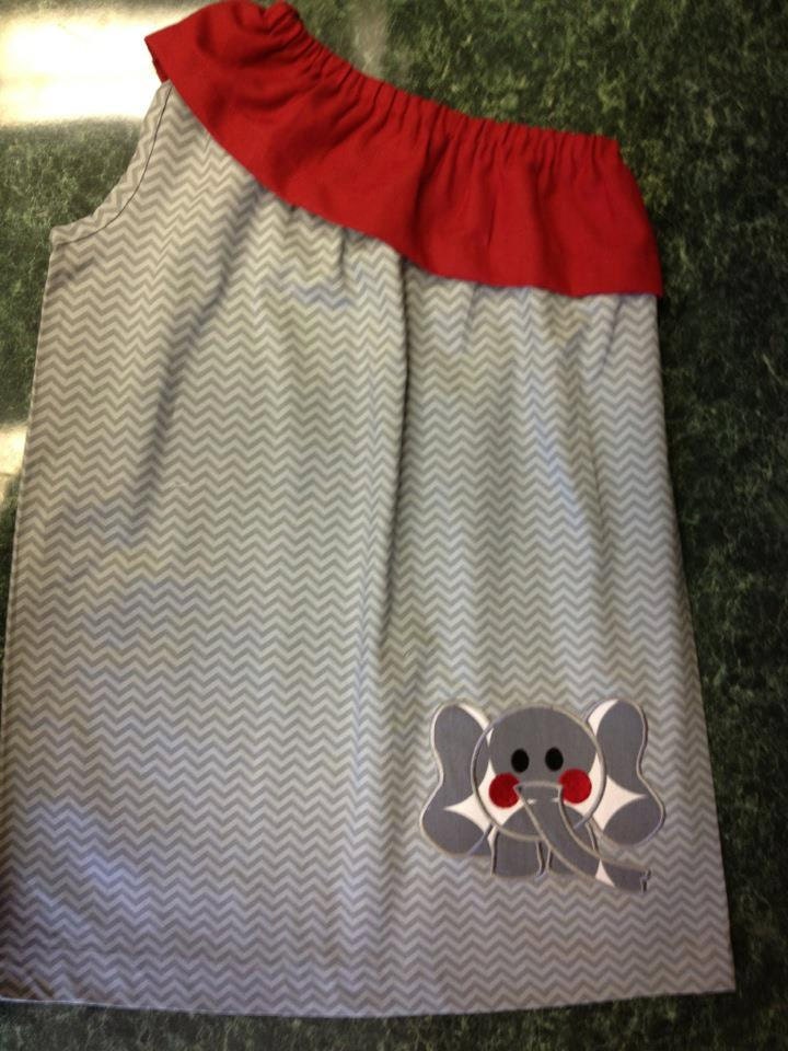 Gray chevron Alabma game day dress oneshoulder with appliqued Big Al.