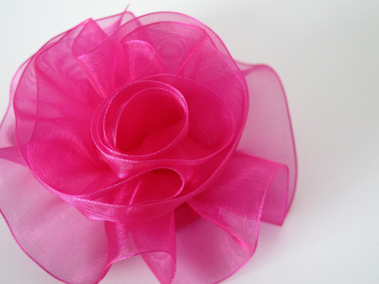 Fushia, Bright Pink Ribbon Flower Pin