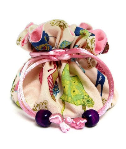 Jewelry Organizer Jewelry Pouch Drawstring Pouch Girly Girl Jewelry Drawstring Bag