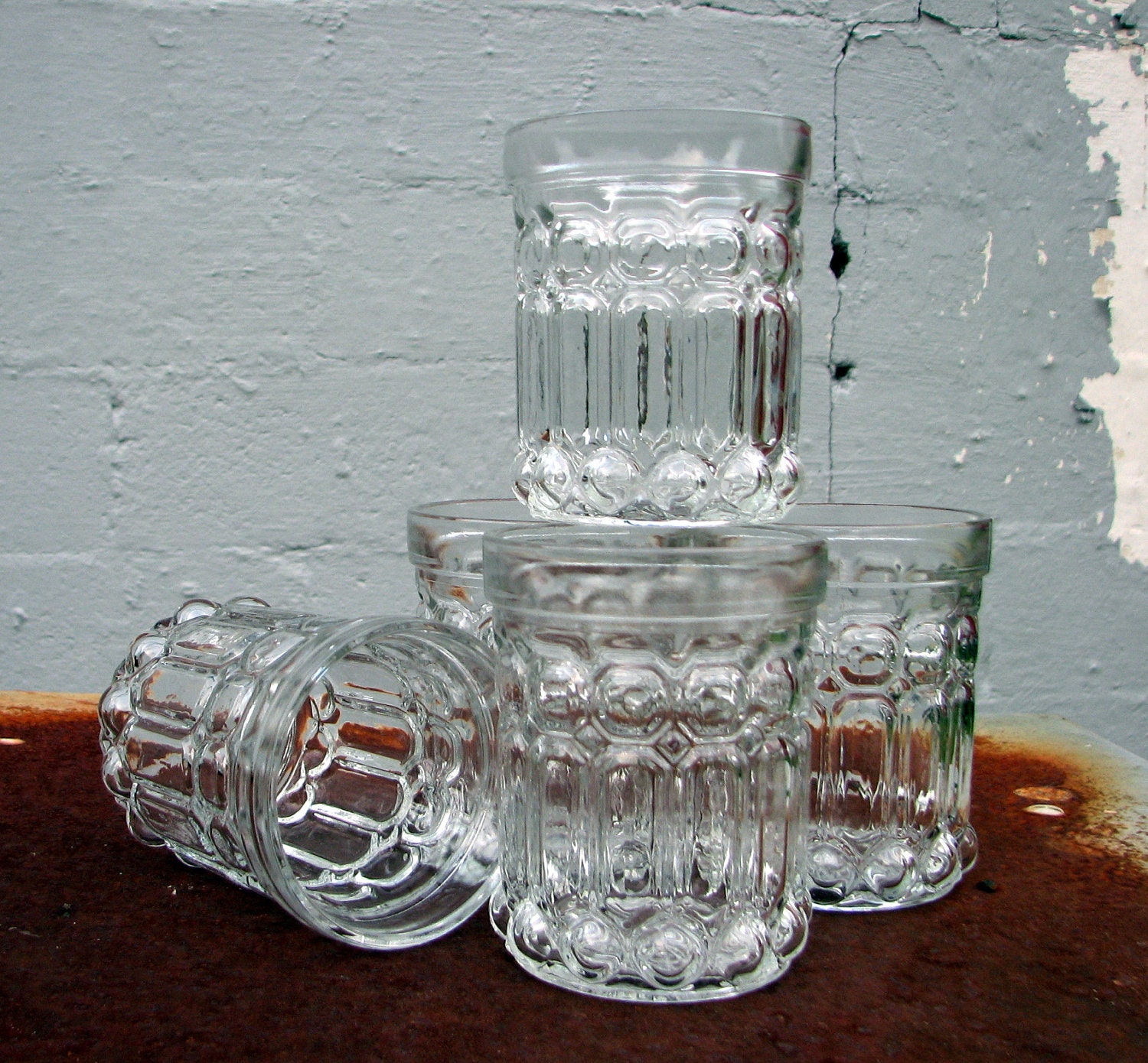 cool architectural juice glasses -- set of four jelly jar tumblers