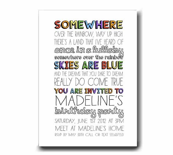 Rainbow Party Invitation . Over the Rainbow Collection . by Loralee Lewis