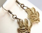 Eco Friendly Earrings Gold Leaf Earrings made by Paper Quilling Artisan Jewelry