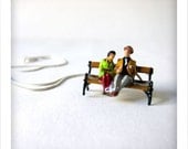 The Park Bench - Miniature Necklace - Sterling Silver Chain - Bruce & Betty