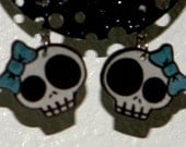 skull // bow dangle earrings