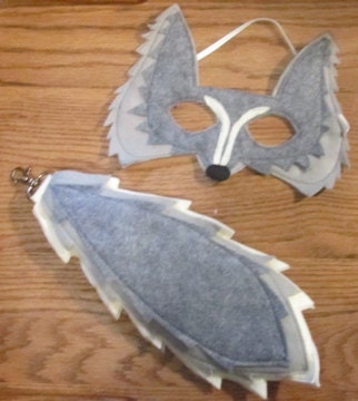 Felt Gray Wolf Mask and Tail Set
