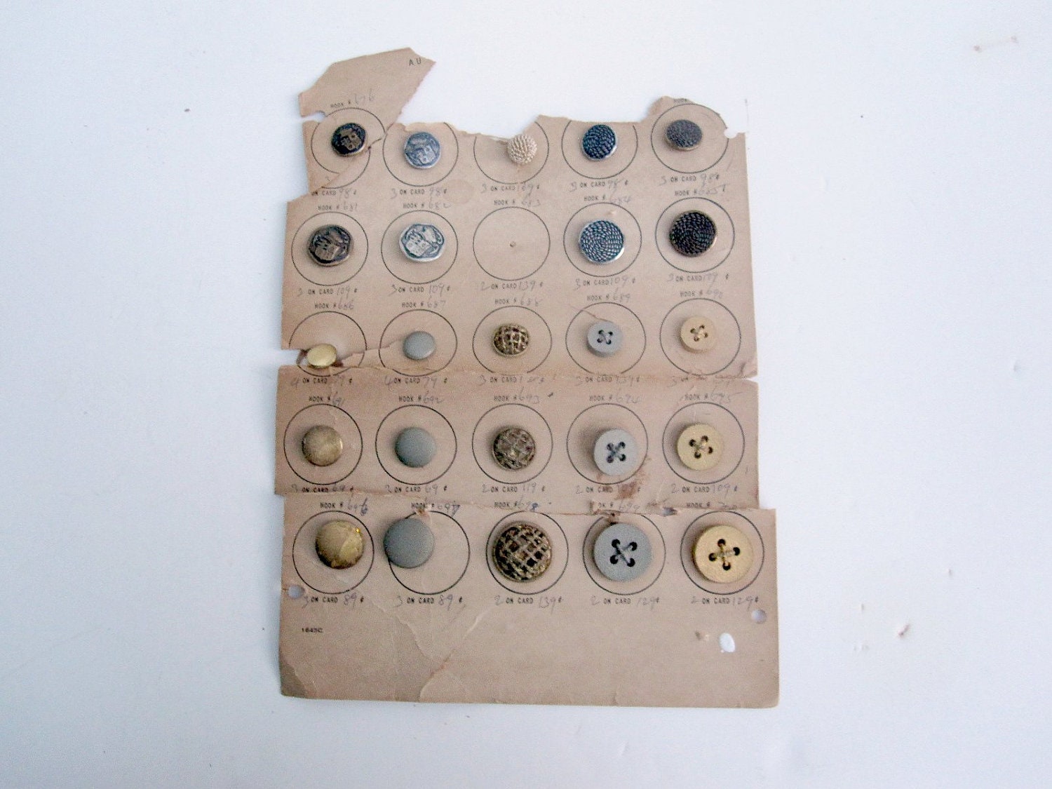 Buttons - Rustic Buttons on Card - Collection Set of 24