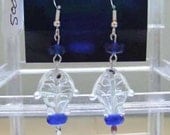 Fish Glass and Blue Crystal Beaded Earrings