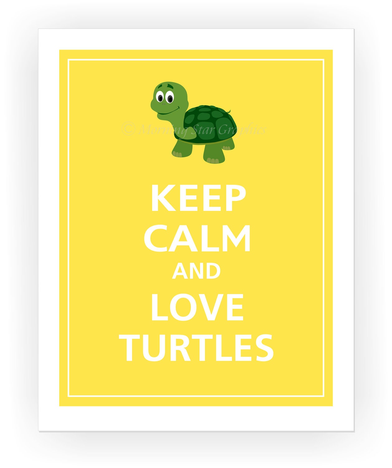 Keep Calm and LOVE TURTLES Print 11x14 (Saffron featured -- 56 colors to choose from)