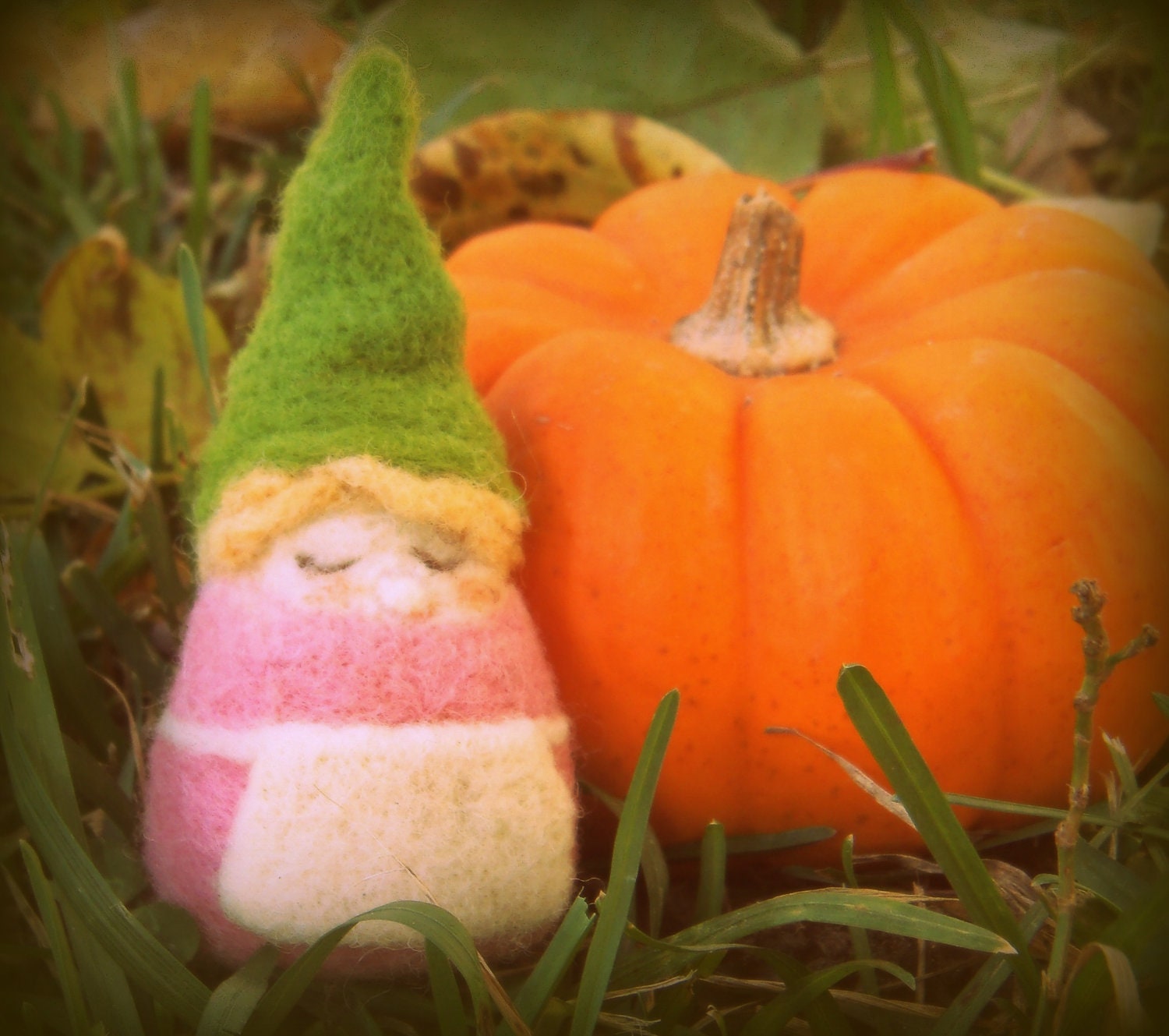 Lady Gnome - Needle Felted Gnome - Mrs. Pocket Gnome