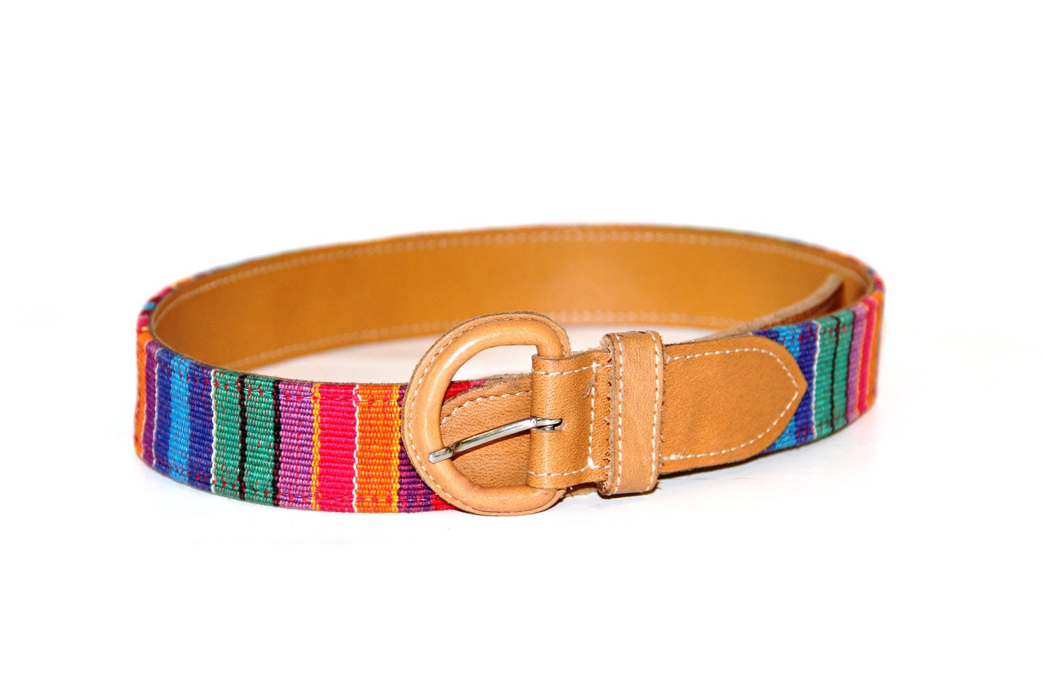 Vintage Woven & Leather Guatemalan Belt