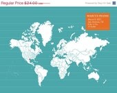 World Map Print, Place and World -12X16 Inches, Choose your pattern. Birthday Gift, Baby Gift, Travel Art