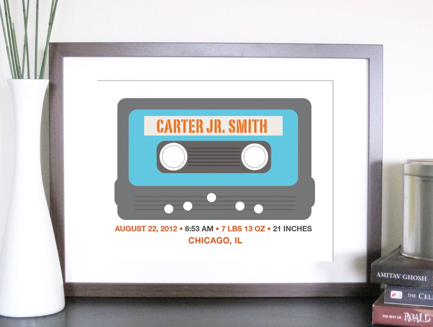 Baby Birth Announcement Print, Art for Kids, Mixed Tape, 8X10, Other sizes available,Baby Gift, Nursery art, New baby