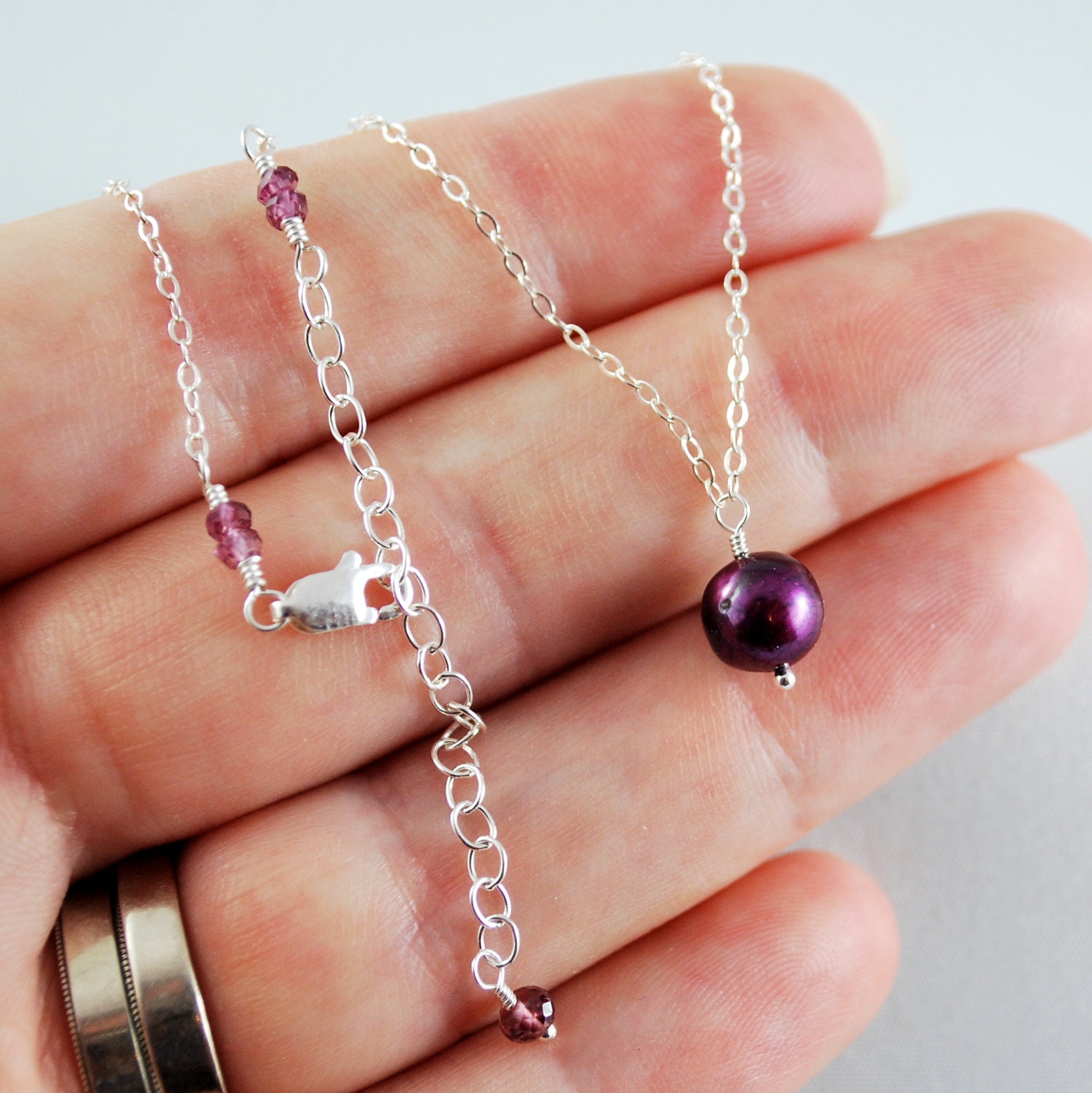 Flower Girl Necklace Mulberry Genuine Freshwater Pearl Simple Child's Sterling Silver Wedding Jewelry Children