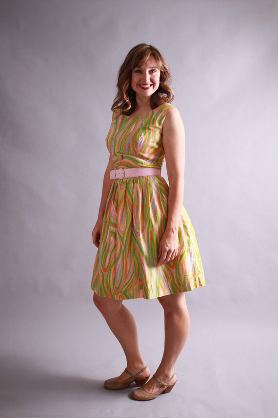50s/60s summer dress // mid century watercolor dress // No Clouds In Sight