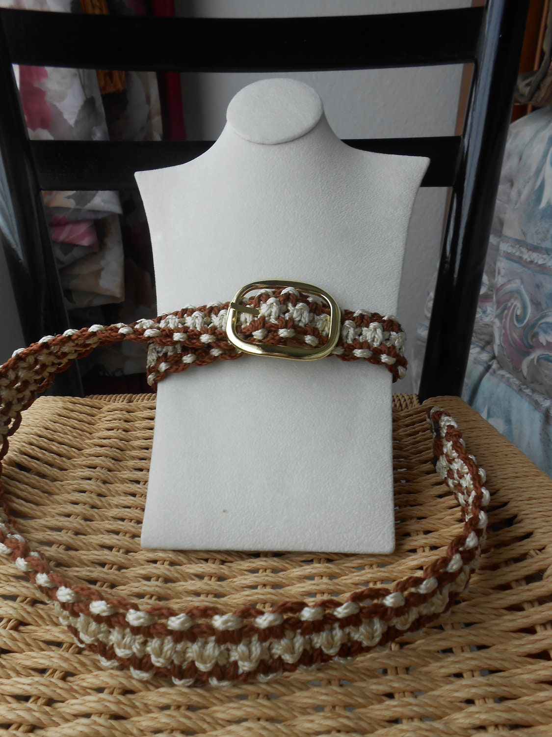 Macrame Belt in Brown and Beige