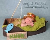 Gone Fishing Newborn Baby Boy Photo Prop Hat and Fish Set
