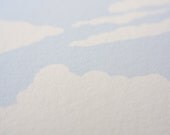 Stratocumulus Clouds 8x10 illustrated art print, blue sky, white clouds, nursery art, nature, fluffy clouds, cloud types
